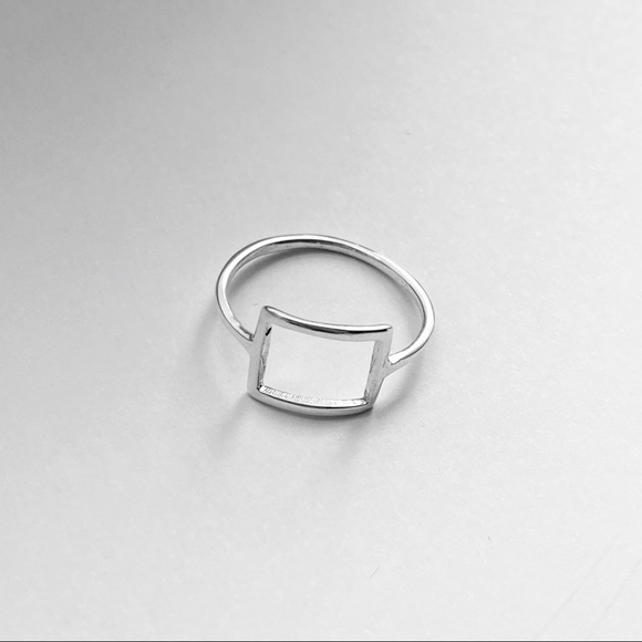 Sterling Silver Thin Open Square Ring, Delicate Ring, Minimalist Silver Rings - Picture 3 of 13